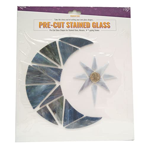 Moon and Star Pre-Cut Stained Glass Kit - WoodArtSupply