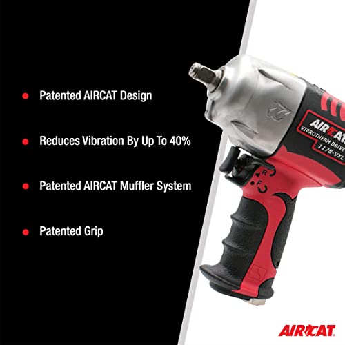 AIRCAT Pneumatic Tools 1178-VXL: 1/2-Inch Vibrotherm Drive Impact Wrench 1,300 ft-lbs - Standard Anvil AIRCAT