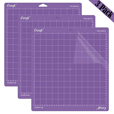 ecraft 12"X12" Cutting Mat for Cricut Explore One/Air/Air 2/Maker 3 Pieces Strong Adhesive Sticky Purple Quilting Cut Mats Replacement for ecraft