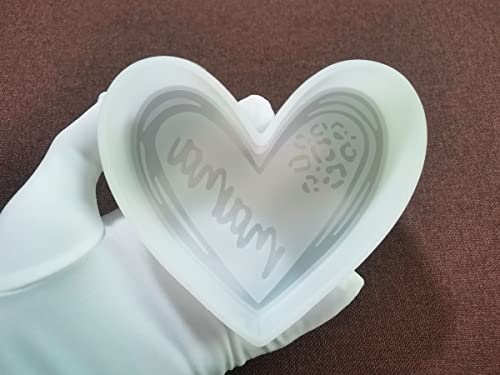 Mama Heart Leopard Car Freshie Mold Heart Shape Aroma Beads Baking Soap Resin Candles Mould-Oven Safe【Upgraded Soft Material】- XL. Size Fuehbur
