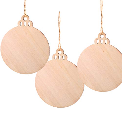Unfinished Natural Wooden Slices 3.2-4 Inch Wood Circles for Crafts DIY  Christmas Ornament Craft Wood Kit with Bit,Blank Round Wood Slice with Bark