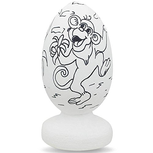 BestPysanky Monkey Eating Bananas Wooden Figurine Unfinished Easter Egg DIY Craft BestPysanky