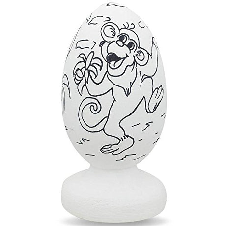 BestPysanky Monkey Eating Bananas Wooden Figurine Unfinished Easter Egg DIY Craft BestPysanky