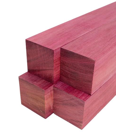 Purpleheart Lumber Square Turning Blanks - 2" x 2" (4 Pcs) (2" x 2" x 12")