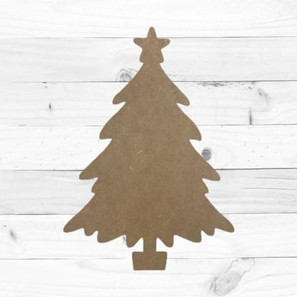 Christmas Tree with Stand and Star, Christmas Shape, Unfinished Wood Craft, Build-A-Cross
