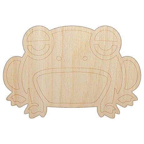 Unamused and Grumpy Frog Unfinished Wood Shape Piece Cutout for DIY Craft Projects - 1/4 Inch Thick - 6.25 Inch Size Sniggle Sloth