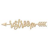 Restroom Left Arrow Wood Sign Home Decor Wall Art Hanging Rustic Unfinished 24" x 6" Woodums