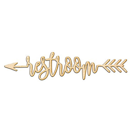 Restroom Left Arrow Wood Sign Home Decor Wall Art Hanging Rustic Unfinished 24" x 6" Woodums