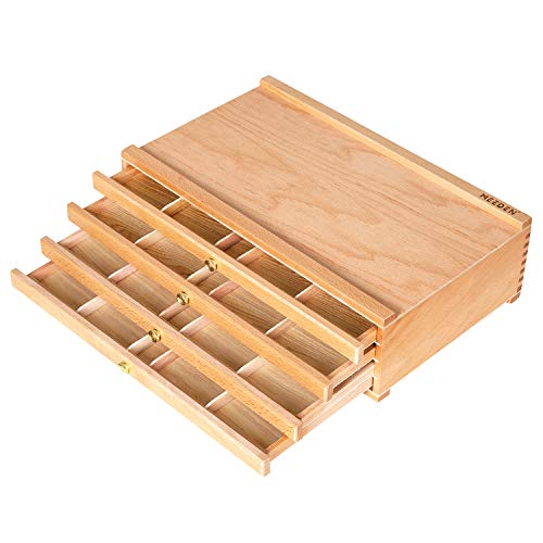 MEEDEN 4-Drawer Artist Supply Storage Box - Portable Foldable Multi-Function Beech Wood Artist Pencil & Brush Storage Box with Drawer & Compartments MEEDEN