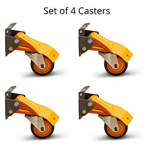 BORA Heavy Duty Workbench 4-Caster Set for Workshop Mobility, Swivel, Locking 155 pound Non-marking Rubber 3-inch Wheels, Total Weight Capacity of Bora