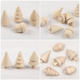 VILLCASE Unfinished Wood Christmas Tree Unfinished Wood Acorn Wood Doll Peg Tree Blank Wood Xmas Tree Crafts for DIY Arts Drawing Painting Craft VILLCASE