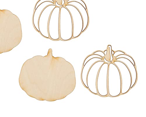 Unfinished Wood Autumn Pumpkin Cutouts by Factory Direct Craft - Pack of 24 Wooden Pumpkin Shapes for Halloween Fall Crafts and DIY Thanksgiving Factory Direct Craft