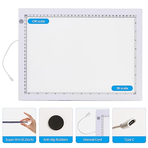 TOHETO A4 Light Pad with Foldable Stand, UL Certified Adapter, 8000 Lux Super Bright Ultra Thin Pad for Cricut Weeding Vinyl, Artist Drawing Light TOHETO