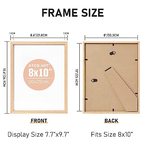 ATOBART 8x10 Set of 6 Oak Wood Picture Frame Solid Wooden Photo Frame  Natural Wood Color Frames with Real Glass for Wall Mounting or Tabletop  Living