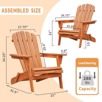 Wood Adirondack Chair Outdoor Chairs Patio Chairs Lawn Chair Wooden Patio Folding Chair for Outside Porch Chair Fire Pit Chairs for Garden Backyard