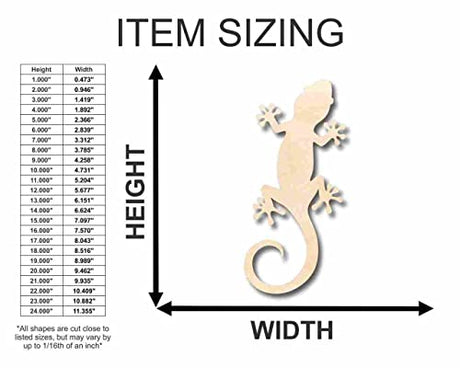 Unfinished Wood Gecko Shape - Animal - Craft - up to 24" DIY 8" / 1/8" 24 Hour Crafts