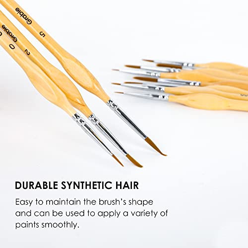 Grabie Paint Brush Set, Miniature Detail, 11 Pcs for Oil, Acrylic, Watercolor and Gouache, Nylon Hair Paint Brush With Natural Wood Handle, Great for Grabie