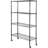 VEVOR Storage Shelving Unit with Wheels, 4-Tier Adjustable, 700 lbs Capacity, Heavy Duty Garage Shelves Metal Organizer Wire Rack, Black, 48" L x 18" VEVOR