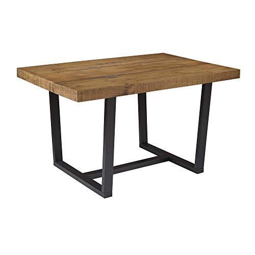 Walker Edison Andre Modern Solid Wood Dining Table, 52 Inch, Rustic Oak Walker Edison