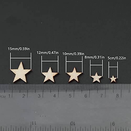 LUTER 500 x Handmade Wooden Star Embellishments Unfinished Cutout Blank Wooden Star Slices Embellishments for Christmas, Wedding, Party, DIY LUTER