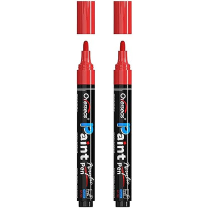 Overseas Red Paint Pens Paint Markers - Permanent Acrylic Markers 2 Pack, Water Based, Quick Dry, Waterproof Paint Marker Pen for Rock, Wood, - WoodArtSupply