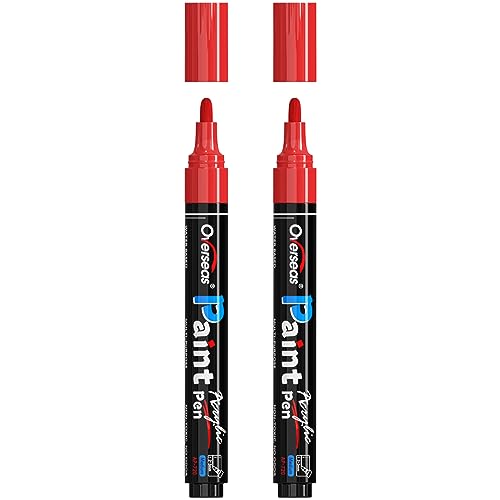 Overseas Red Paint Pens Paint Markers - Permanent Acrylic Markers 2 Pack, Water Based, Quick Dry, Waterproof Paint Marker Pen for Rock, Wood, - WoodArtSupply