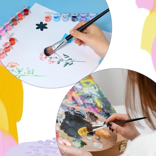 6 Pcs Mop Brush for Acrylic Painting 1 Inch Blending Brush Paint Brushes for Acrylic Painting Oval Mop Acrylic Brush with Wooden Handle for Face and Sliverdew