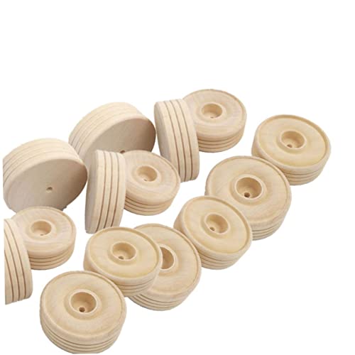 TEHAUX 25pcs Unfinished Round Blank Wood Crafts Supplies DIY Accessories Unfinished Wood Wheels Homemade Ornaments Crafts Wood Wheel Round Wheels - WoodArtSupply