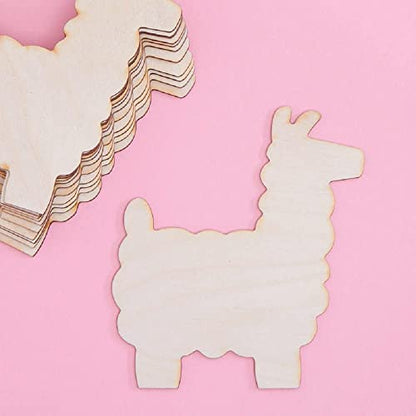 Factory Direct Craft Pack of 12 Unfinished Wood Llama Cutouts - Made in USA Blank Wooden Llama Craft Shapes for Baby Shower Favors, Gender Reveals,