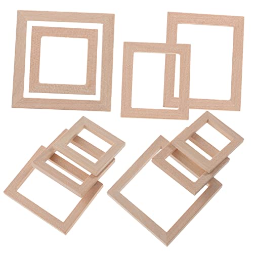 DECHOUS 10pcs Solid Wood Frame Dollhouse Photo Frame Miniature Photo Frames Simulation Picture Frame Unfinished Wood Frames Bulk Picture Frames DECHOUS