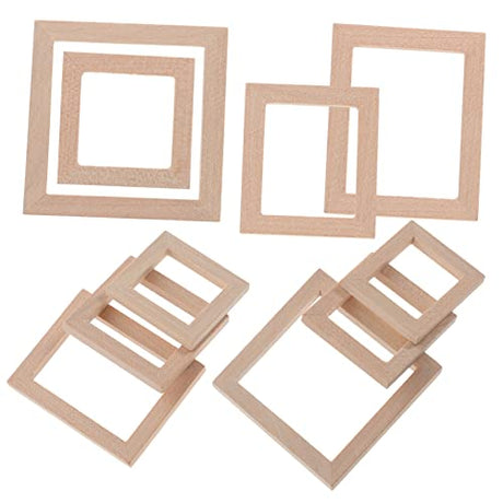 DECHOUS 10pcs Solid Wood Frame Dollhouse Photo Frame Miniature Photo Frames Simulation Picture Frame Unfinished Wood Frames Bulk Picture Frames DECHOUS