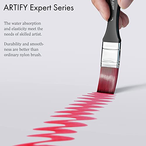 ARTIFY 24 Pieces Paint Brush Set, Expert Series, Enhanced Synthetic Art Supplies with Brush Holder and Palette Knife for Acrylic, Oil, Watercolor and