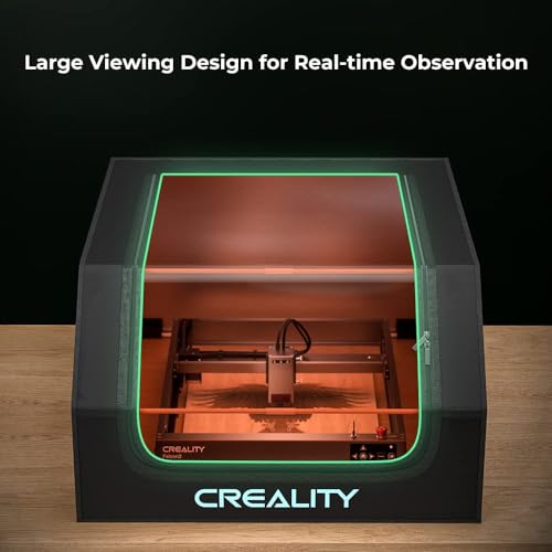 Creality Laser Engraver Enclosure, Fireproof and Dustproof Laser Cutter Protective Cover 27.5x28.3x15.7in with Fan and Pipe, Fits for Most Laser Creality