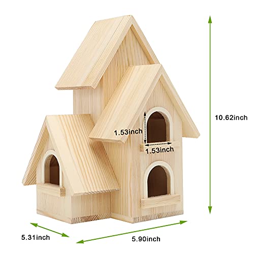 Lyfreen DIY Bird Houses for Outside Pine Wooden Bird House with Hanging Tools for Bluebird Hummingbird Wren Finch Birdhouse Bird Hut Box for Garden Lyfreen