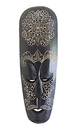 OMA Wood Carved African Wall Decor Mask With Beautiful Hand Painted Designs - Large Size 20" OMA