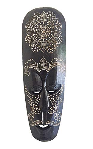 OMA Wood Carved African Wall Decor Mask With Beautiful Hand Painted Designs - Large Size 20"