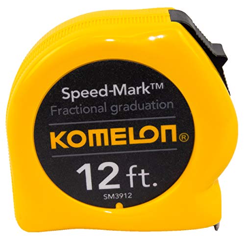 Komelon SM3912 Speed Mark Acrylic Coated Steel Blade Tape Measure 12-Inch by 5/8-Inch, Yellow Case - WoodArtSupply