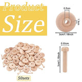 OLYCRAFT 50Pcs 1.2x0.5 Inch Wooden Craft Wheels with 50Pcs 1.2 Inch Wooden Sticks Unfinshed Wooden Wheel Small Wood Wheels Flat Wooden Craft Wheels OLYCRAFT