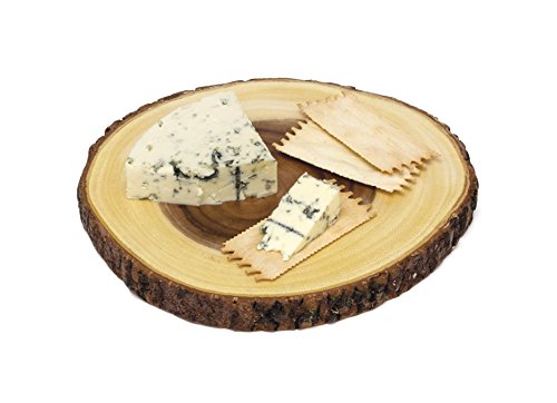 Lipper International Acacia Wood Slab Serving Board With Bark for Cheese, Crackers, and Hors D'oeuvres, Set of 3, Assorted Sizes - WoodArtSupply