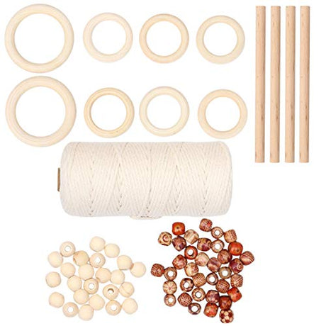 MILISTEN 1 Set 133PCS Wooden Coat Hanger Plant Wall Hanger Knitting Supplies Accessories Macrame DIY Wall Hanging Craft Unfinished Wooden Bundle Milisten