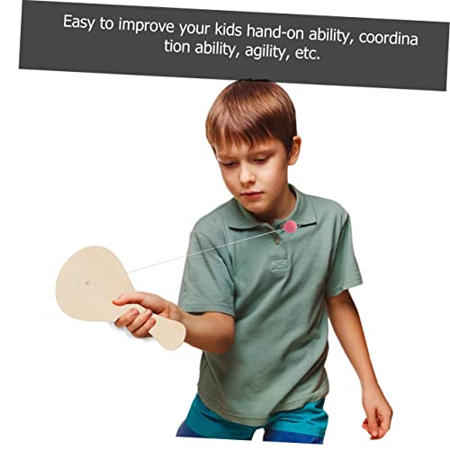 Cabilock 10pcs White Billet Wooden Racket Wooden Jigsaw Puzzles for Kids Kid Tennis Racket Kids Beach Toys Pickleball Paddle Classic Paddleball Game Cabilock
