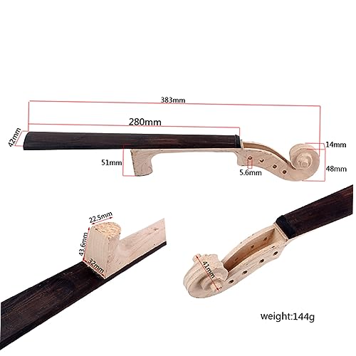 SUPVOX Unfinished Fingerboard Maple Head Violin Neck with Hand Carved Scroll Violin Maple Head Small Violin Unfinished Violin Neck Violin Parts SUPVOX