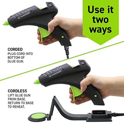 Surebonder Cordless Hot Glue Gun, High Temperature, Full Size, 60W, 50% More Power - Sturdily Bonds Metal, Wood, Ceramics, Leather & Other Strong - WoodArtSupply