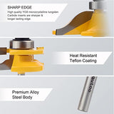 Exqutoo 3PCS 1/4" Shank Router Bit Set, Raised Panel Cabinet Door Making Router Bits, Cemented Carbide Router Bits, Woodworking Tools Router Door & Exqutoo