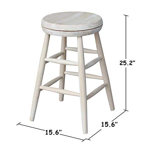 International Concepts Swivel Stool Barstool, 24 inch, Unfinished IC International Concepts