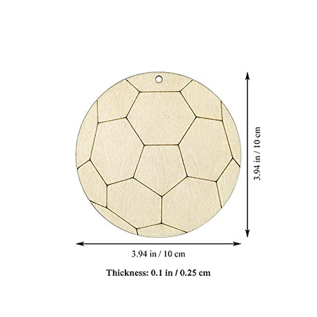 20pcs Soccer Shape Cutout Unfinished Wood Crafts DIY Hanging Gift Tags Ornaments with Ropes for Home School Soccer Sport Party Decoration, 3.94 in JANOU