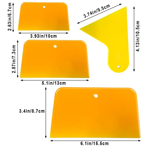 4 Pack Body Filler Spreaders, 3, 4, 5, 6 Inch Reusable Automotive Body Fillers Hard Plastic Auto Spreaders for Applying Fillers, Putties, Glazes, AYWFEY