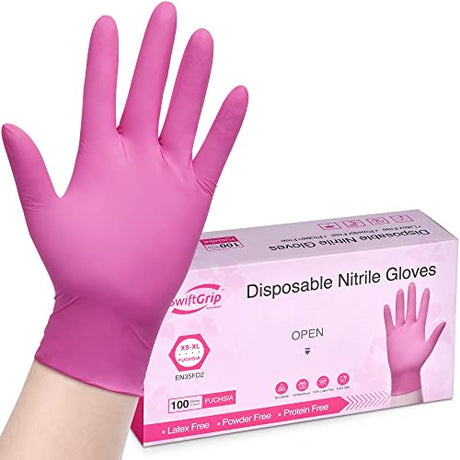 SwiftGrip Powder-Free Nitrile Gloves, Medium, 100ct Box - 3-mil, Disposable, Latex-Free, for Kitchen, Cleaning, Estheticians, Hair Stylist - SwiftGrip