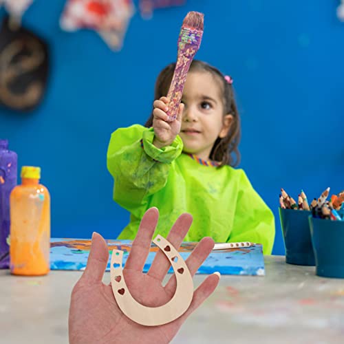 ARTIBETTER 24pcs Blank Horseshoe Wood Chips Wood Trim Handmade Gifts Wood Gifts Horseshoe Wooden Chip Horseshoe Wood Cutout Wooden Circles Unfinished ARTIBETTER