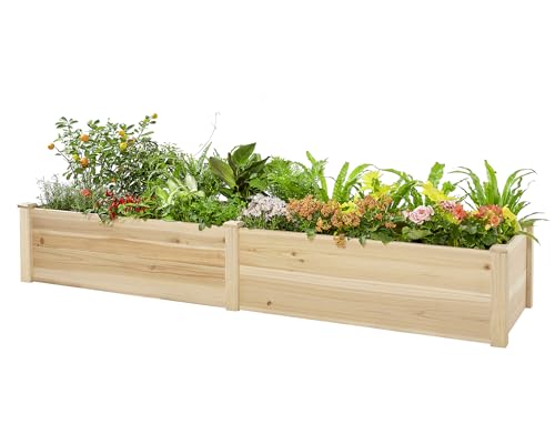 AMERLIFE 18 Inch Deep Wooden Raised Garden Planter 8x4FT Extra Large Raised Garden Bed Planter Box Garden Planters for Deep-Rooted Plants Outdoors AMERLIFE